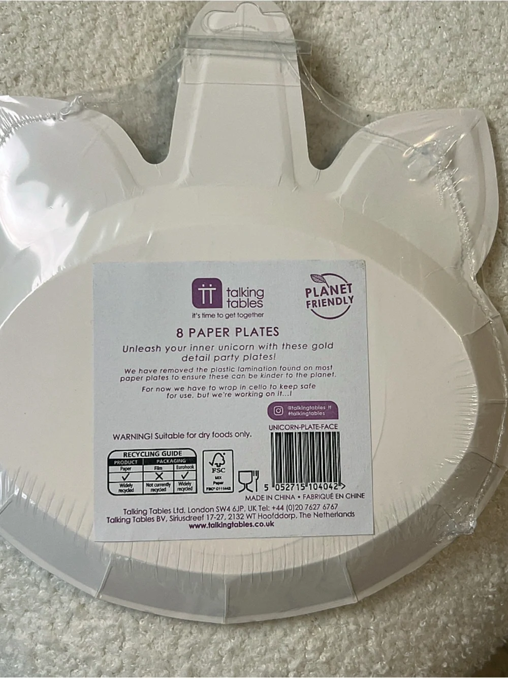 NWT Boutique Item Pink Unicorn Party Plates - 8 plates per package